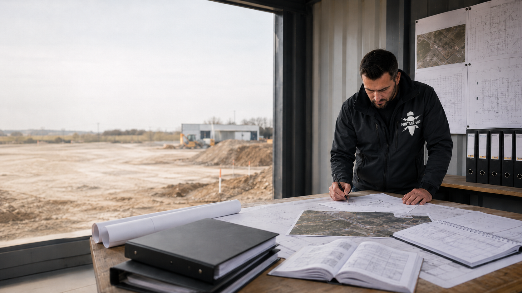 Wissenshub zur Kampfmittelsondierung mit Facharbeitsplatz, Lageplänen und Dokumentation
